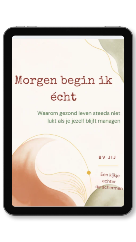 Tablet met de cover van het e-book Morgen begin ik echt van Intens Gezond
